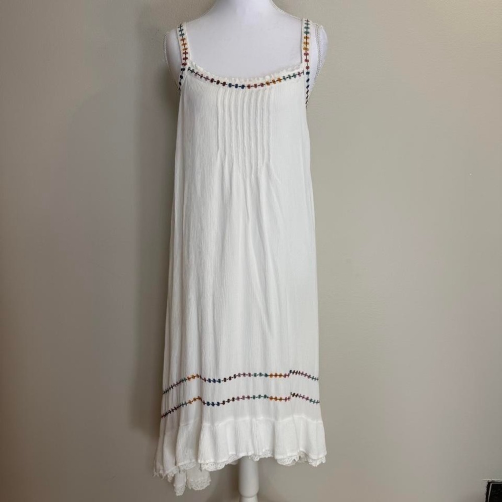 Matilda Jane Adante White Rainbow Embroidered Lace Gauzy Midi Sundress Sz S